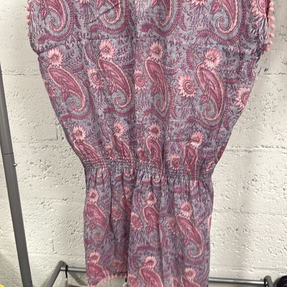 Paisley Dress / Cover Up - Pink and Gray BELL Embroidered LIKE NEW Medium - Picture 4 of 4